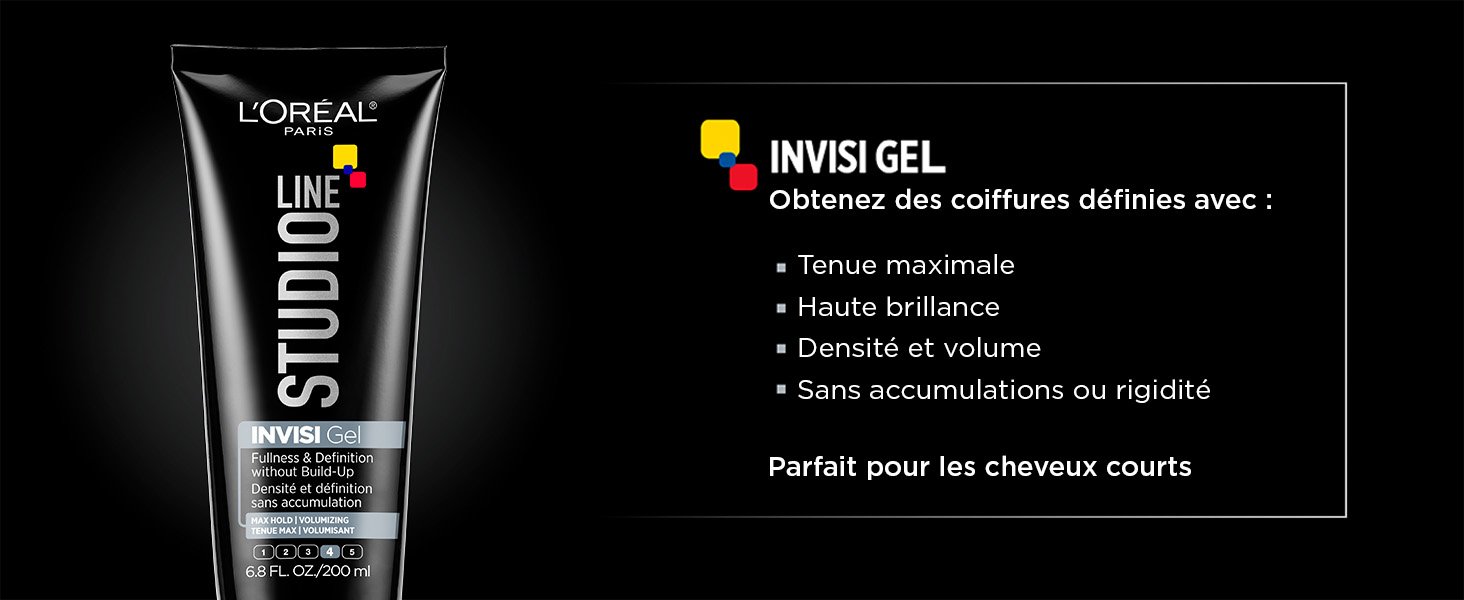 L'Oréal Paris Studio Line Produits Coiffant, contenu éducationel, L'Oréal Paris Studio Line Gel coiffant INVISI à tenue très forte